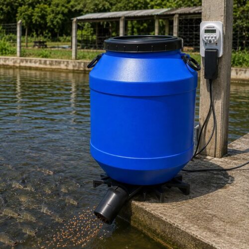 Alimentador Automático para Peixes 50 Litros com Timer – Piscicultura e Pesqueiros