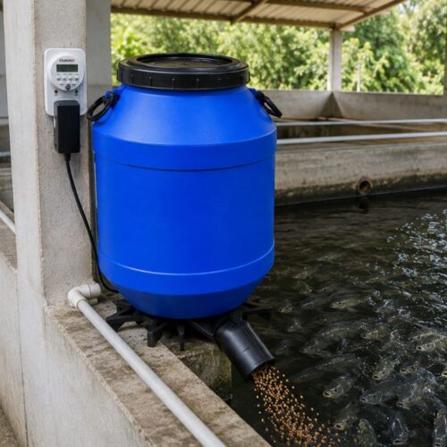 Alimentador Automático para Peixes 50 Litros com Timer – Piscicultura e Pesqueiros